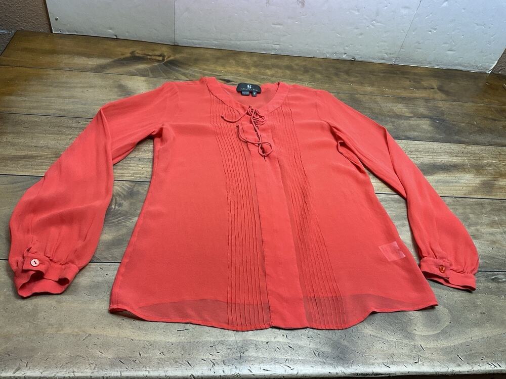 Sachin + Babi Women’s Size 6 100% Silk Red Blouse Long Sleeve